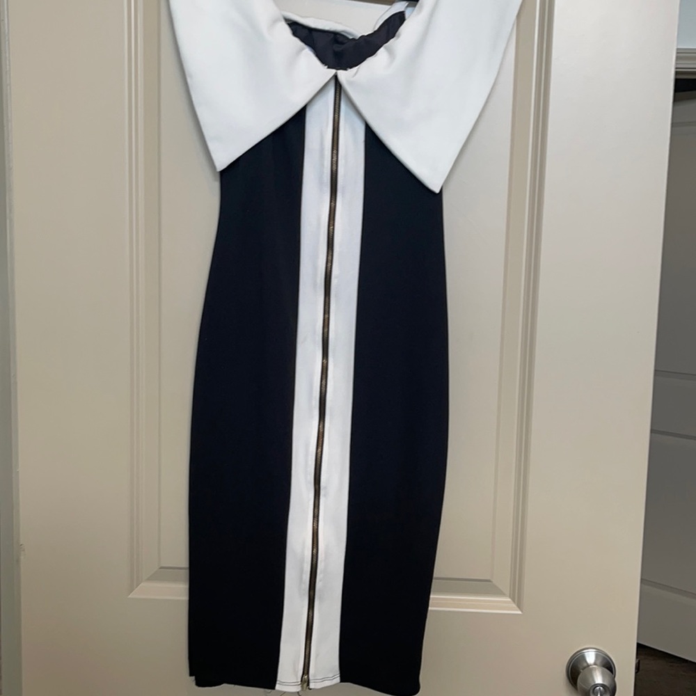 Fashion Nova Black and White MIDI Dress